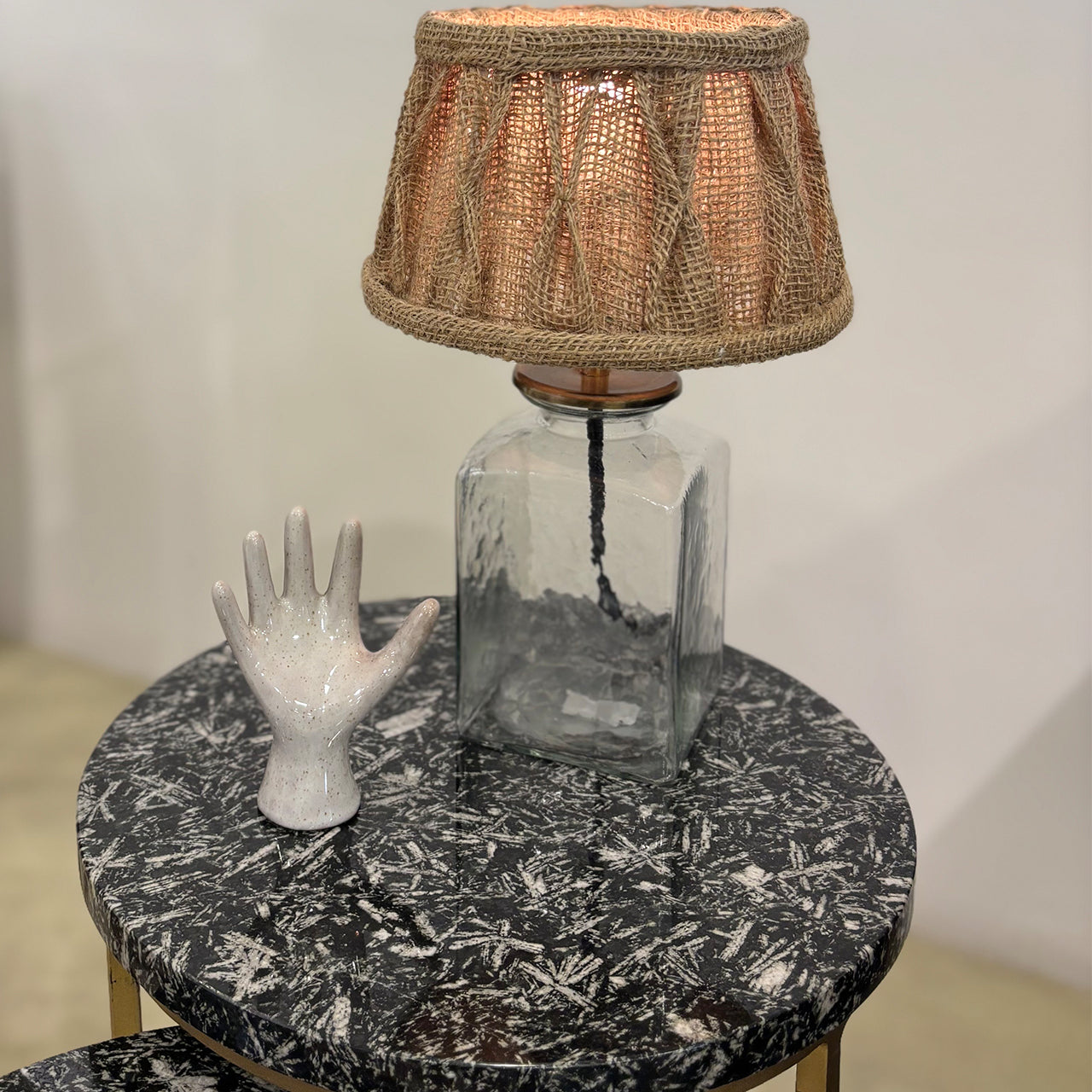 Lámpara de Mesa vidrio yute